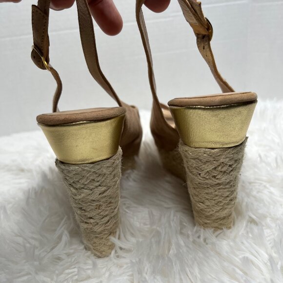 Dolce Vita Tan Gold Platform Espadrilles Size 9.5 - Picture 5 of 10
